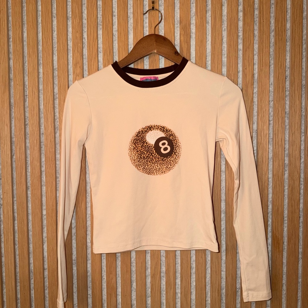 Edited Cream Long Sleeve Shirt with Eight Ball Design